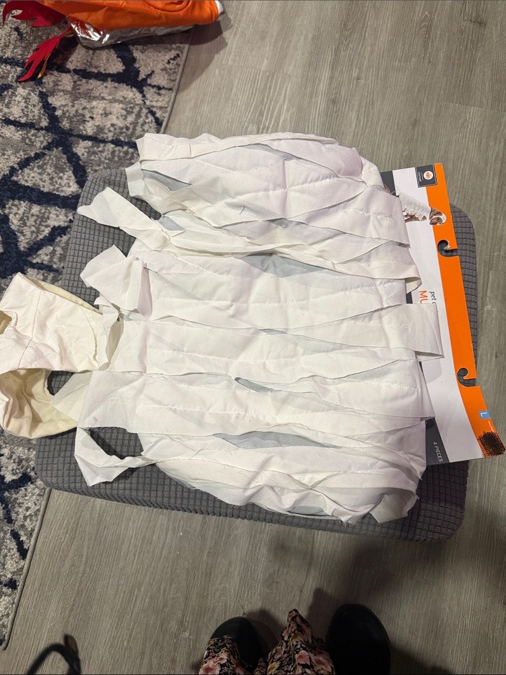 Dog Costume White Ruffled Mummy